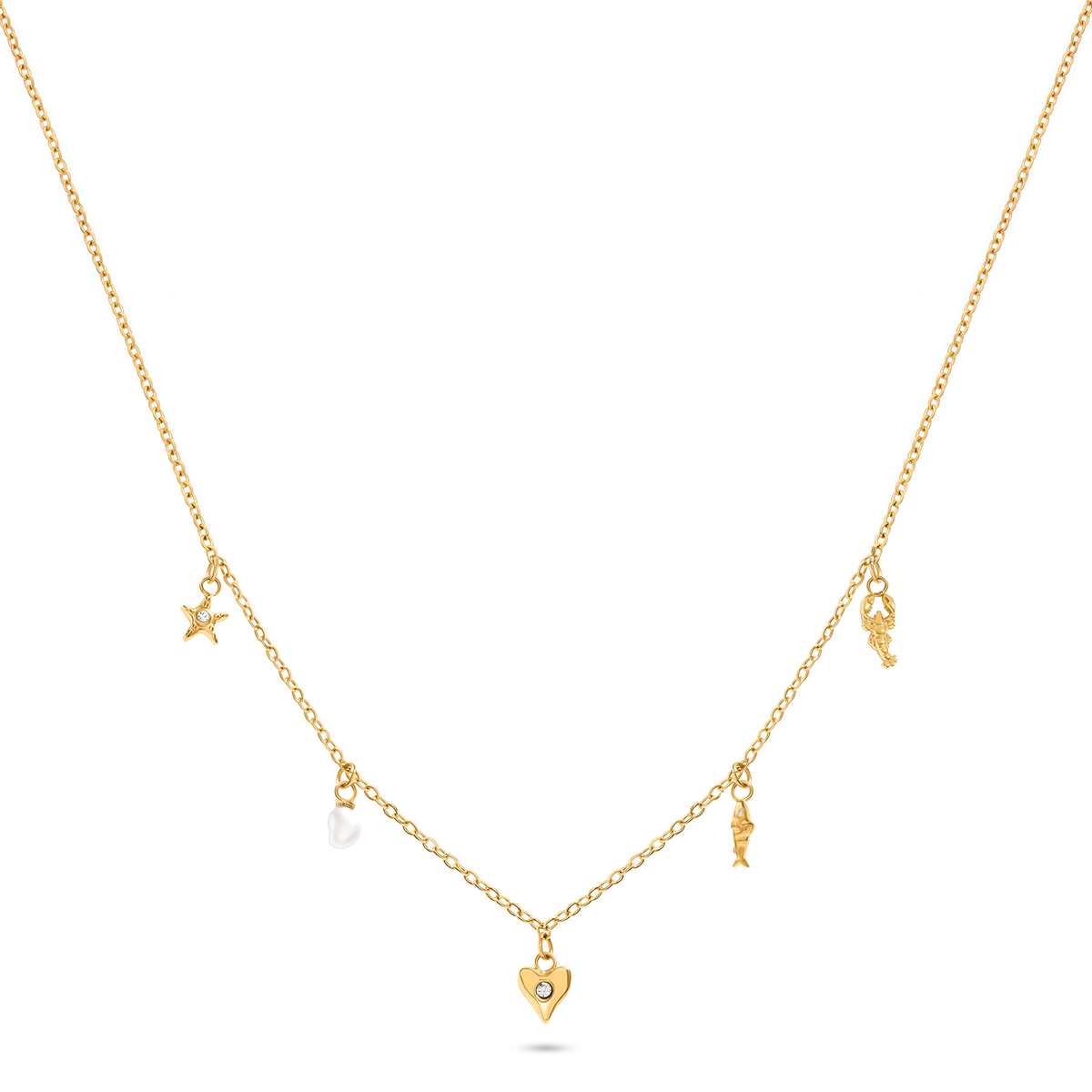 Written In The Sand Mini Charm Necklace (Gold)