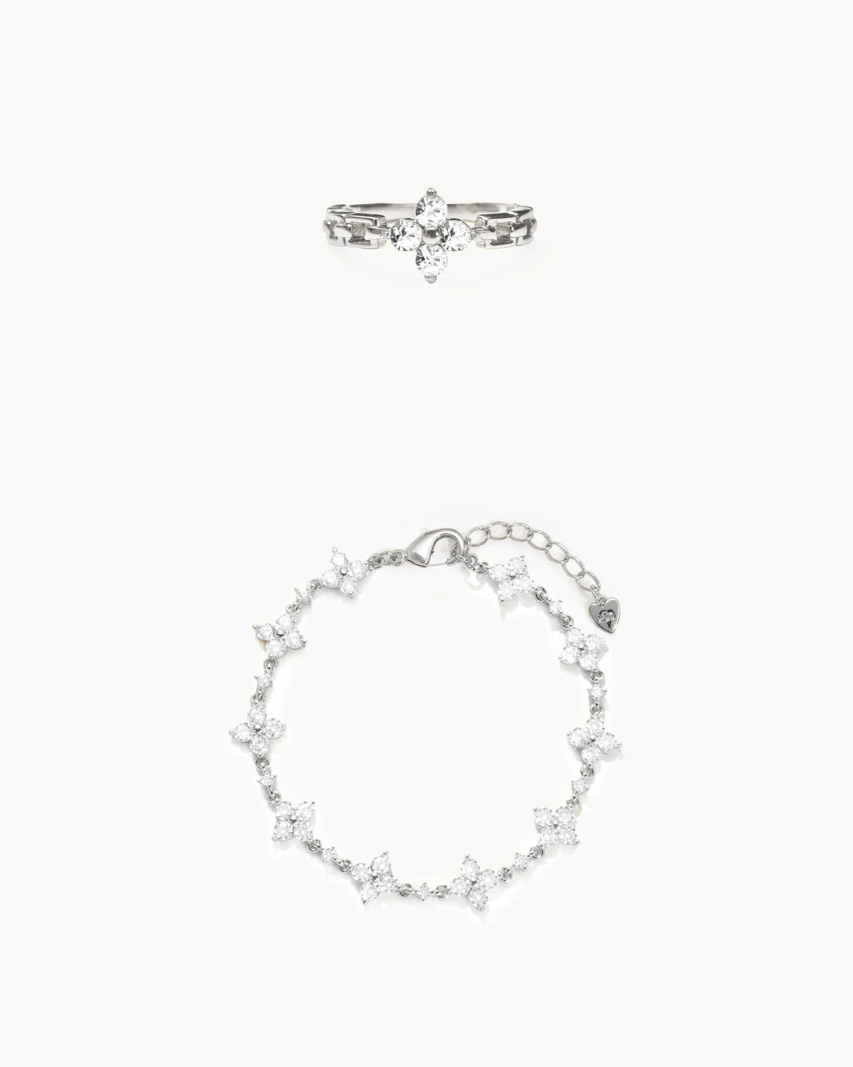 Sparkle Clover Bracelet and Ring Set