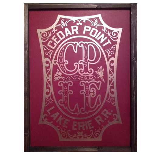Cedar Point Train Art Logo Wooden Sign