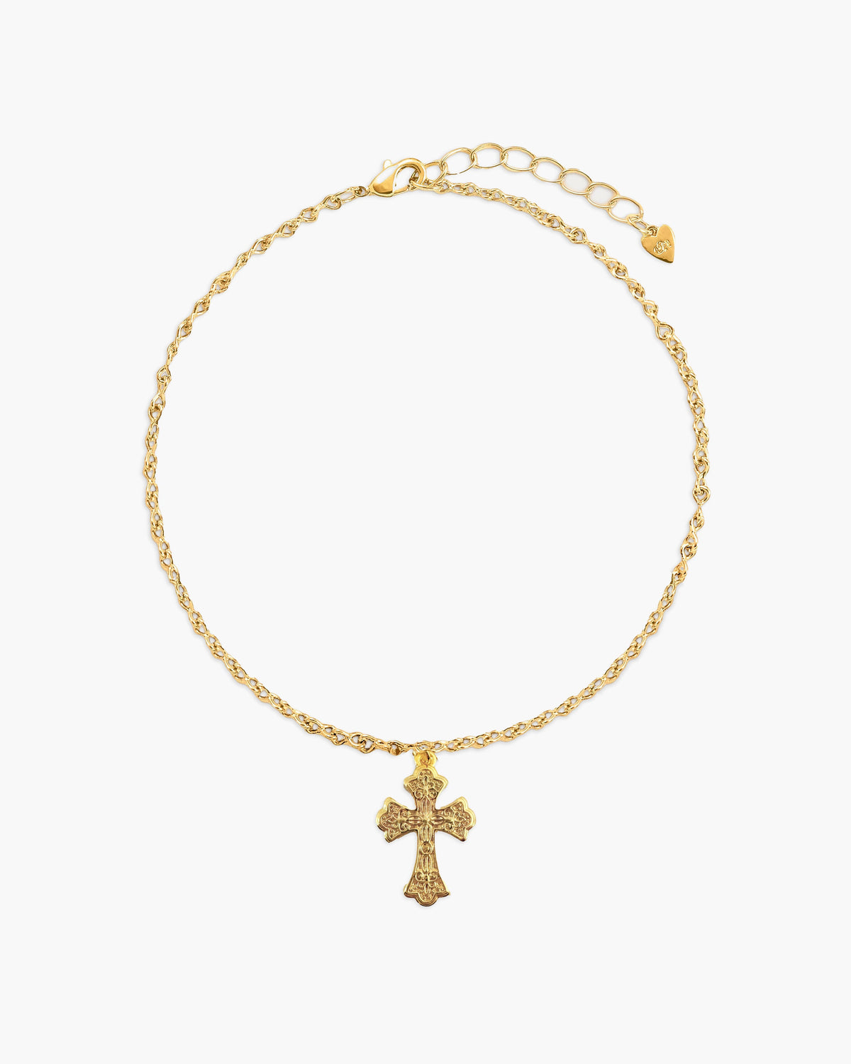 Relic Cross Charm Anklet in Silver