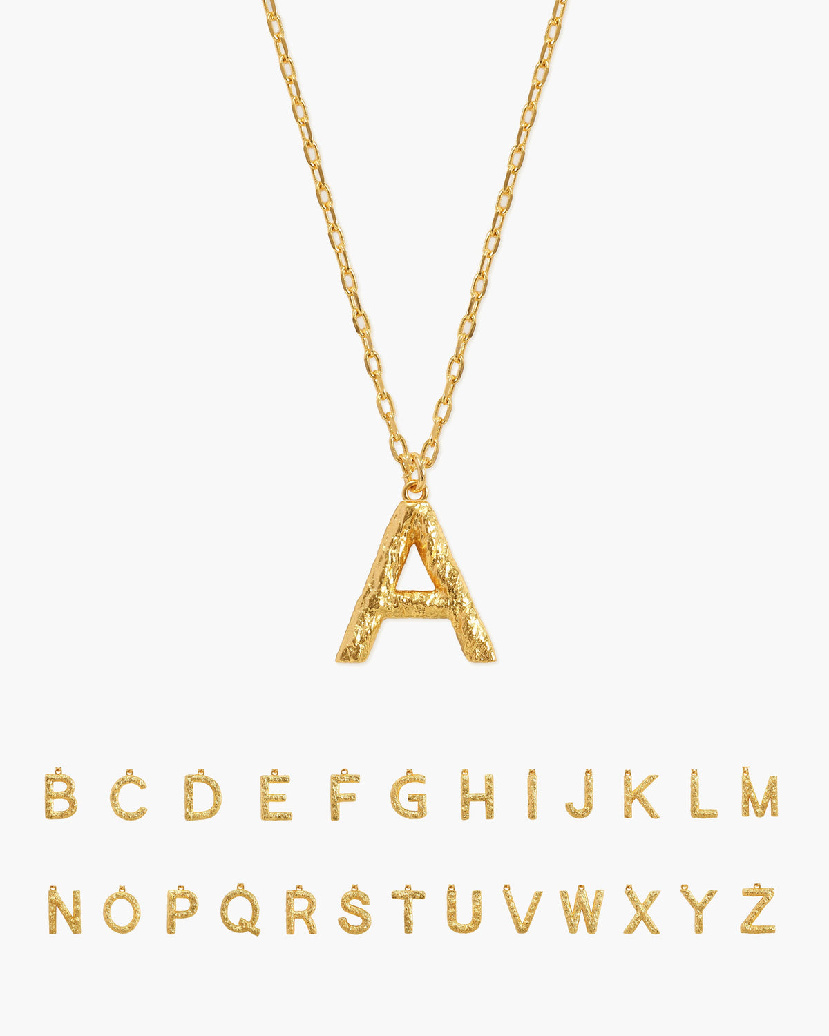 Textured Initial Letter Necklace in Silver