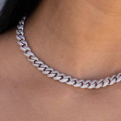 Diamond Cuban Necklace in White Gold - 8.5mm