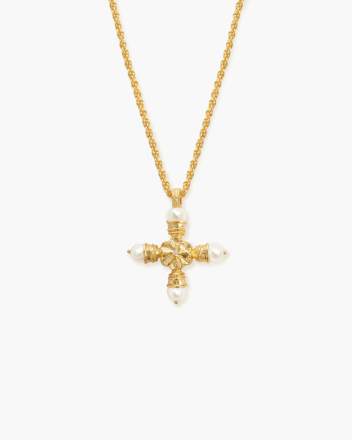 Florence Pearl Cross Necklace
