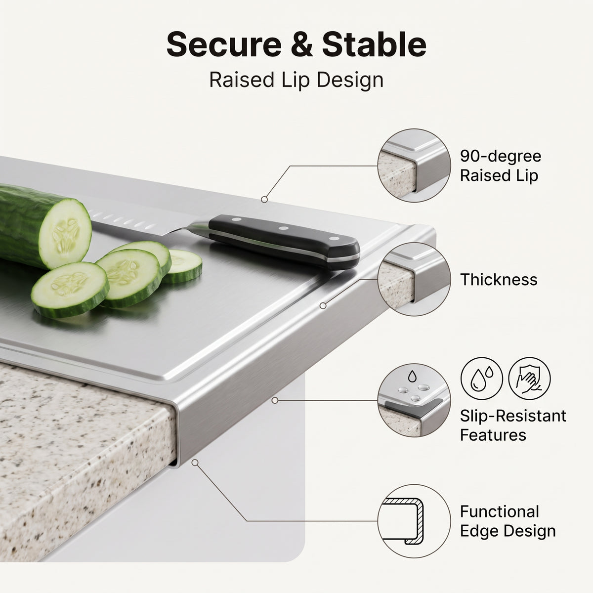 Premium 304 Stainless Steel Double-Sided Cutting Board – Waterproof, Knife-Friendly Kitchen Prep Board
