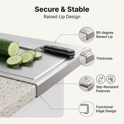 Premium 304 Stainless Steel Double-Sided Cutting Board – Waterproof, Knife-Friendly Kitchen Prep Board