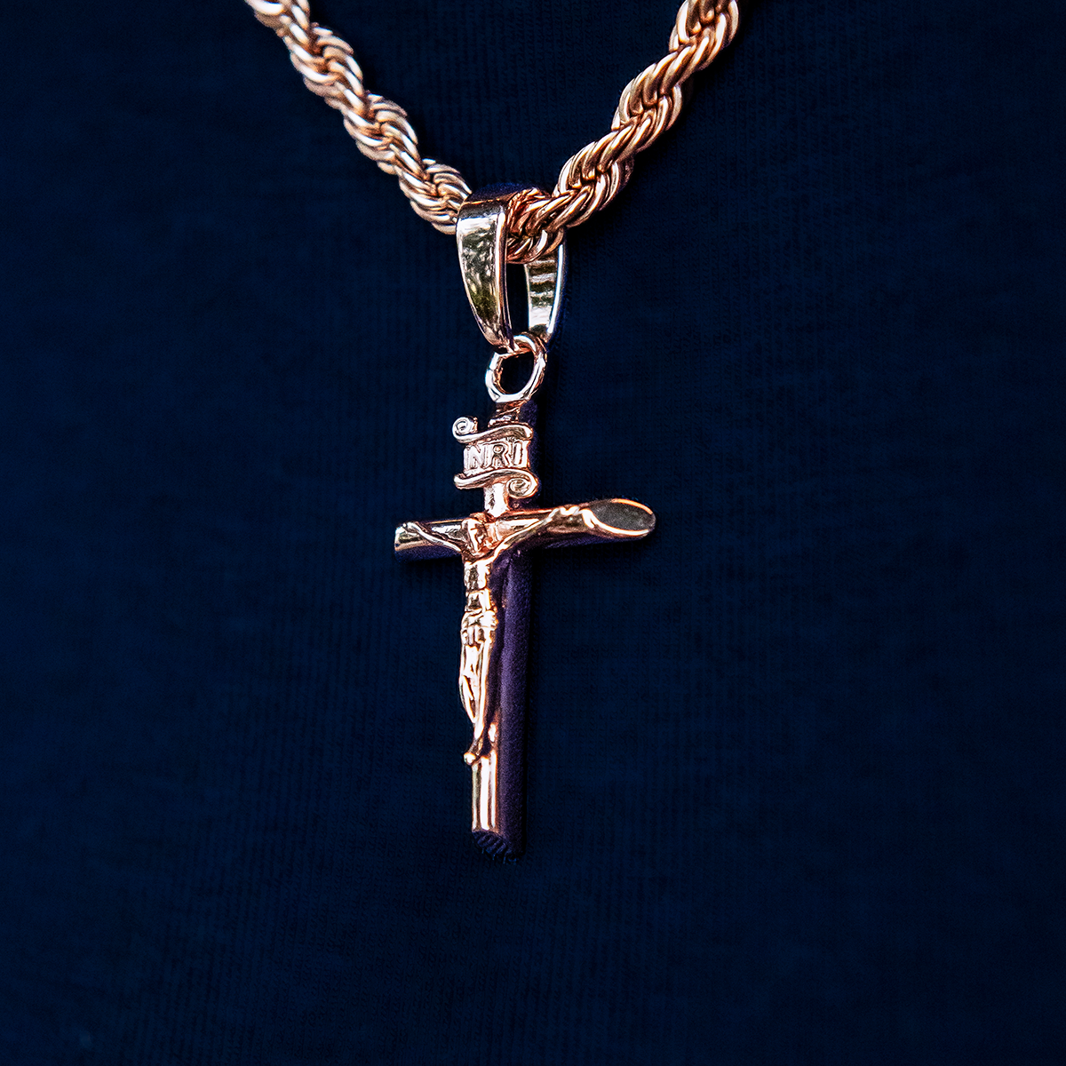 Crucifix Cross Pendant in Rose Gold