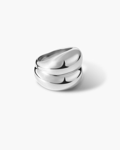 Double Pebble Ring in Silver