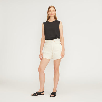 The A-Line Denim Short | Ecru