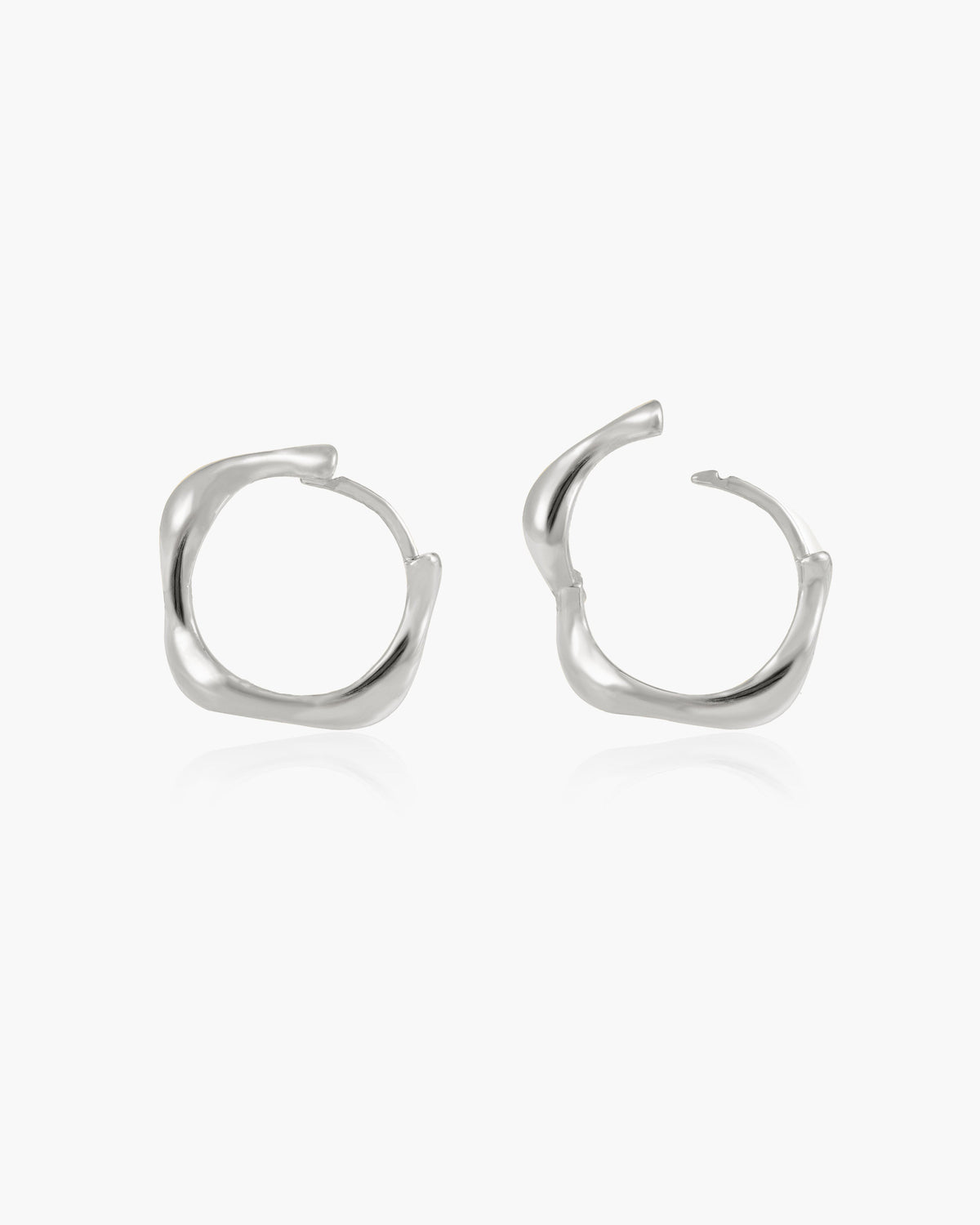 Silver Wave Hoop Earrings