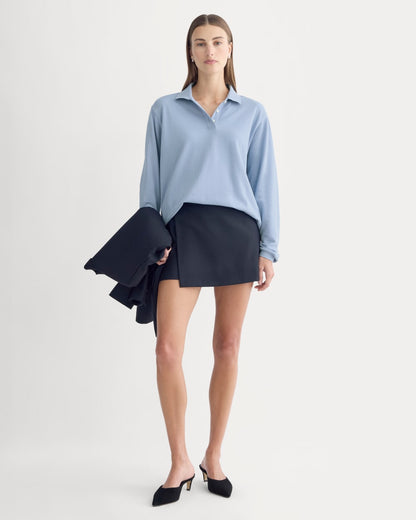 Oversized Pique Polo | Soft Blue