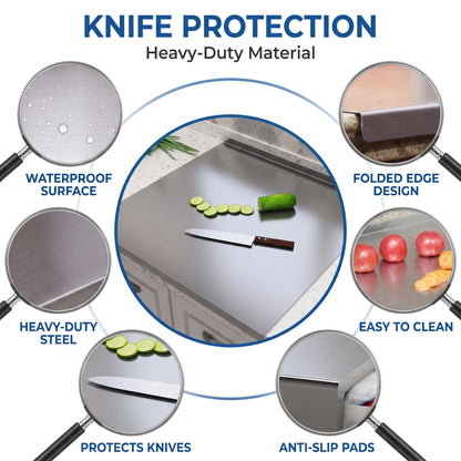 Premium 304 Stainless Steel Double-Sided Cutting Board – Waterproof, Knife-Friendly Kitchen Prep Board