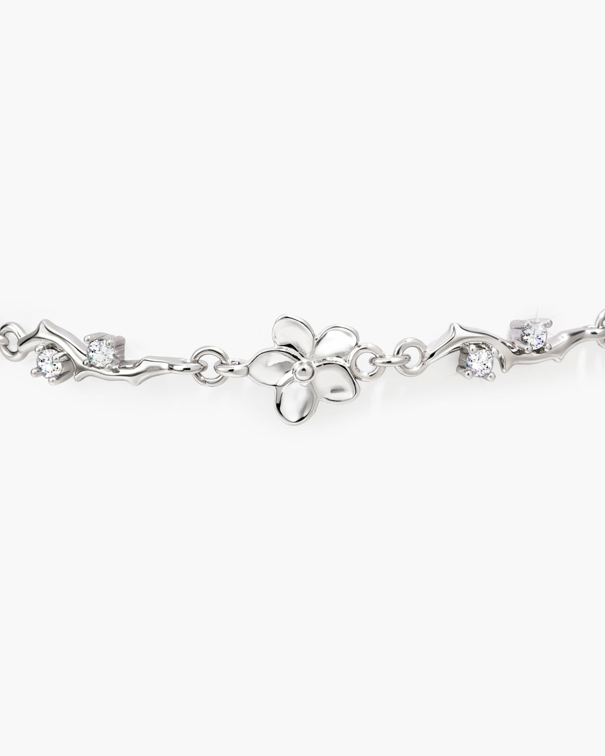 Ivy Floral Bracelet in Silver