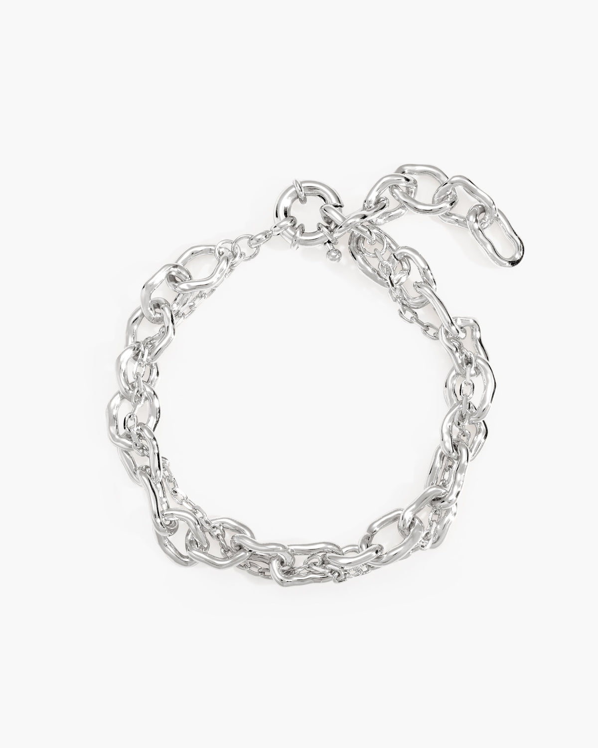 Molten Dual Chain Bracelet in Silver