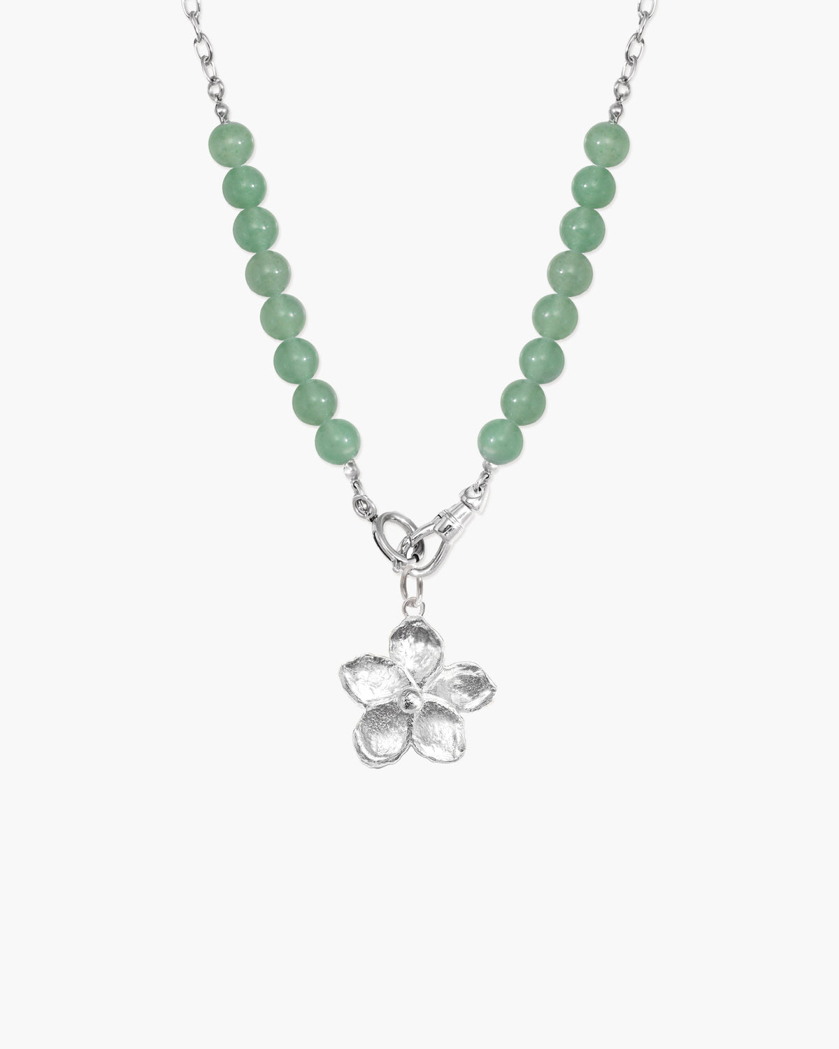 Clear Quartz Beaded Necklace with Charm Holder Clasp