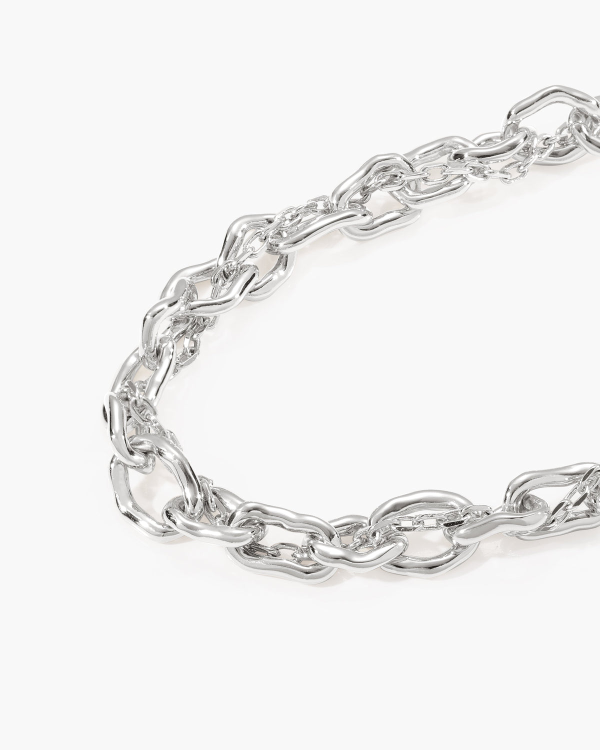 Molten Dual Chain Bracelet in Silver