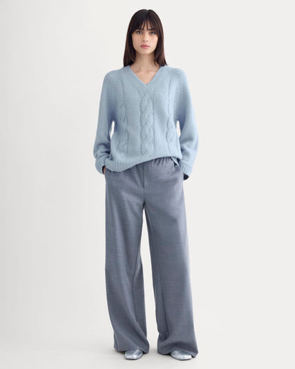 Cloud Cable V-Neck Sweater | Forever Blue