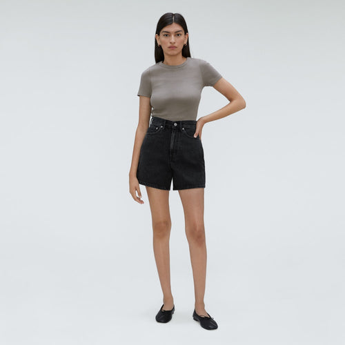 The A-Line Denim Short | Storm Black