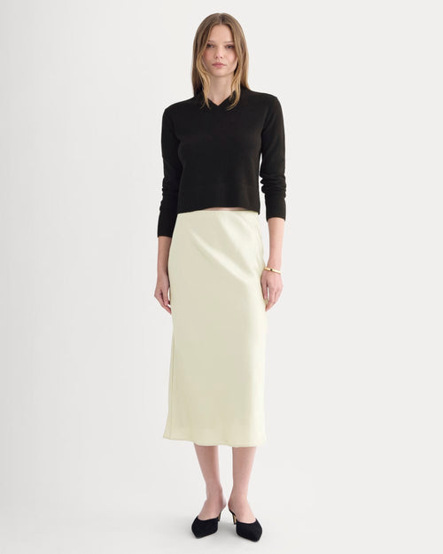 Slip Skirt in Silk Charmeuse | Bone