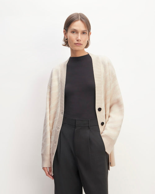 The Alpaca Tiger Jacquard Cardigan | Canvas / Snow