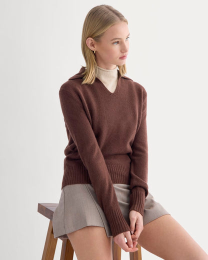Cashmere Polo Sweater | Dark Mahogany