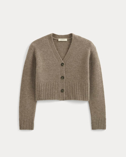 High V Cropped Cardigan in Alpaca | Taupe Melange