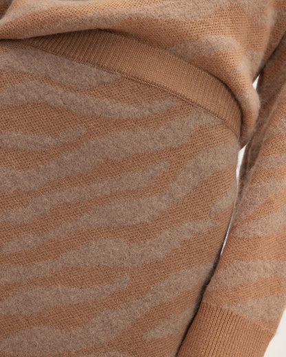 The Alpaca Tiger Jacquard Skirt | Camel / Medium Brown