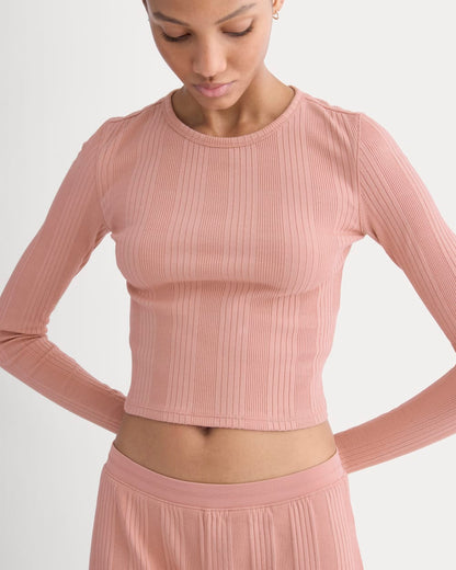 Lounge Rib Cropped Shirt | Ash Rose