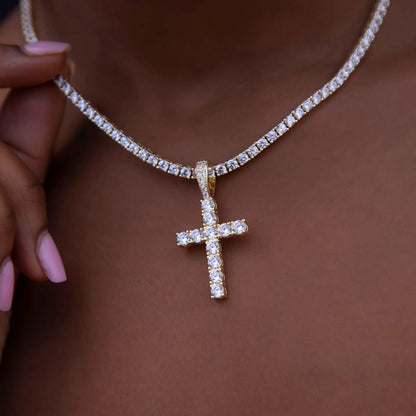 Diamond Cross Pendant in Yellow Gold