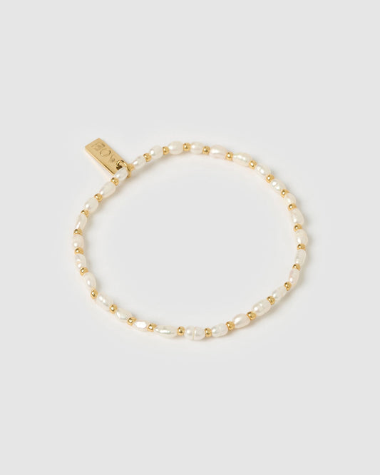 Amber Pearl and Gold Bracelet