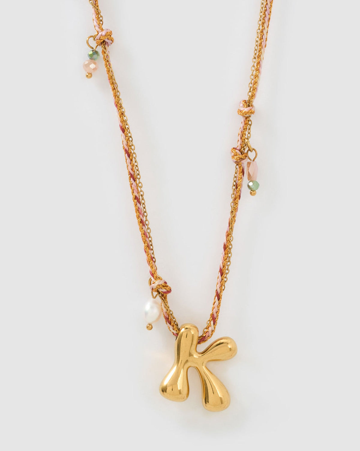 Bubble Letter Necklace - Blush