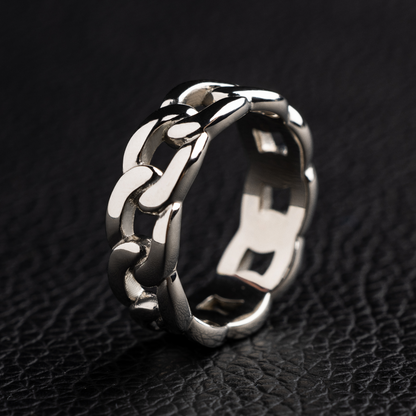 Cuban Band Ring in White Gold - 7mm