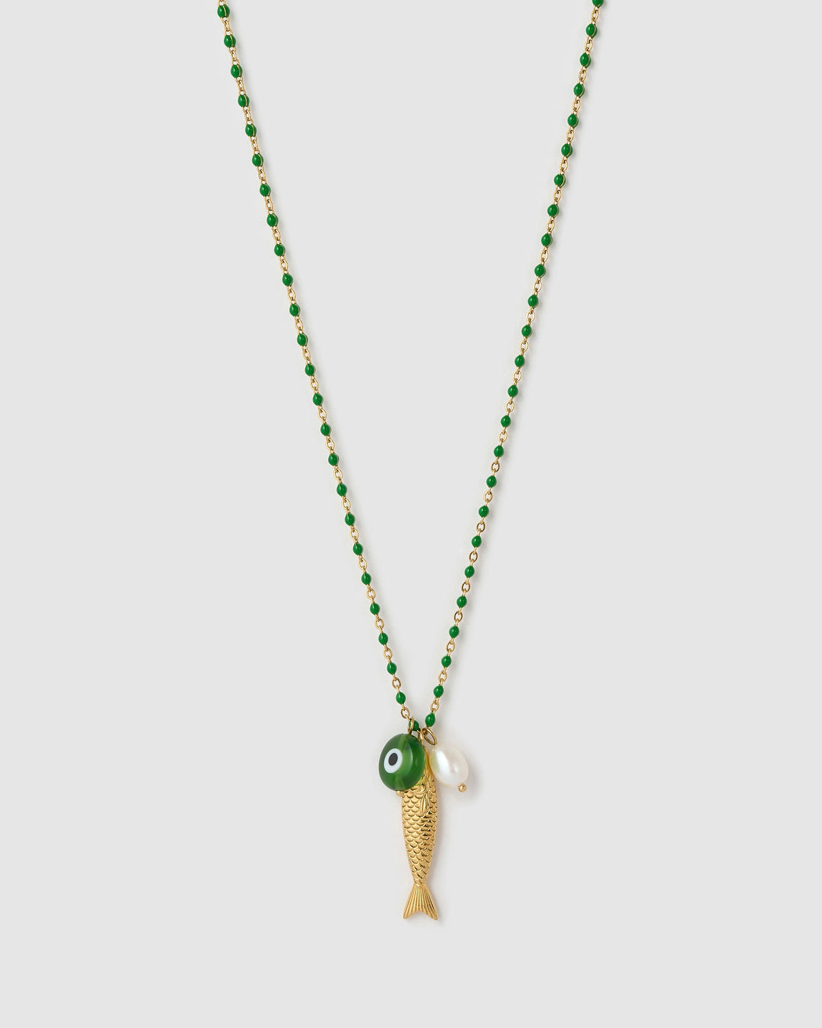 Lucky Fish Charm Necklace - Kiwi