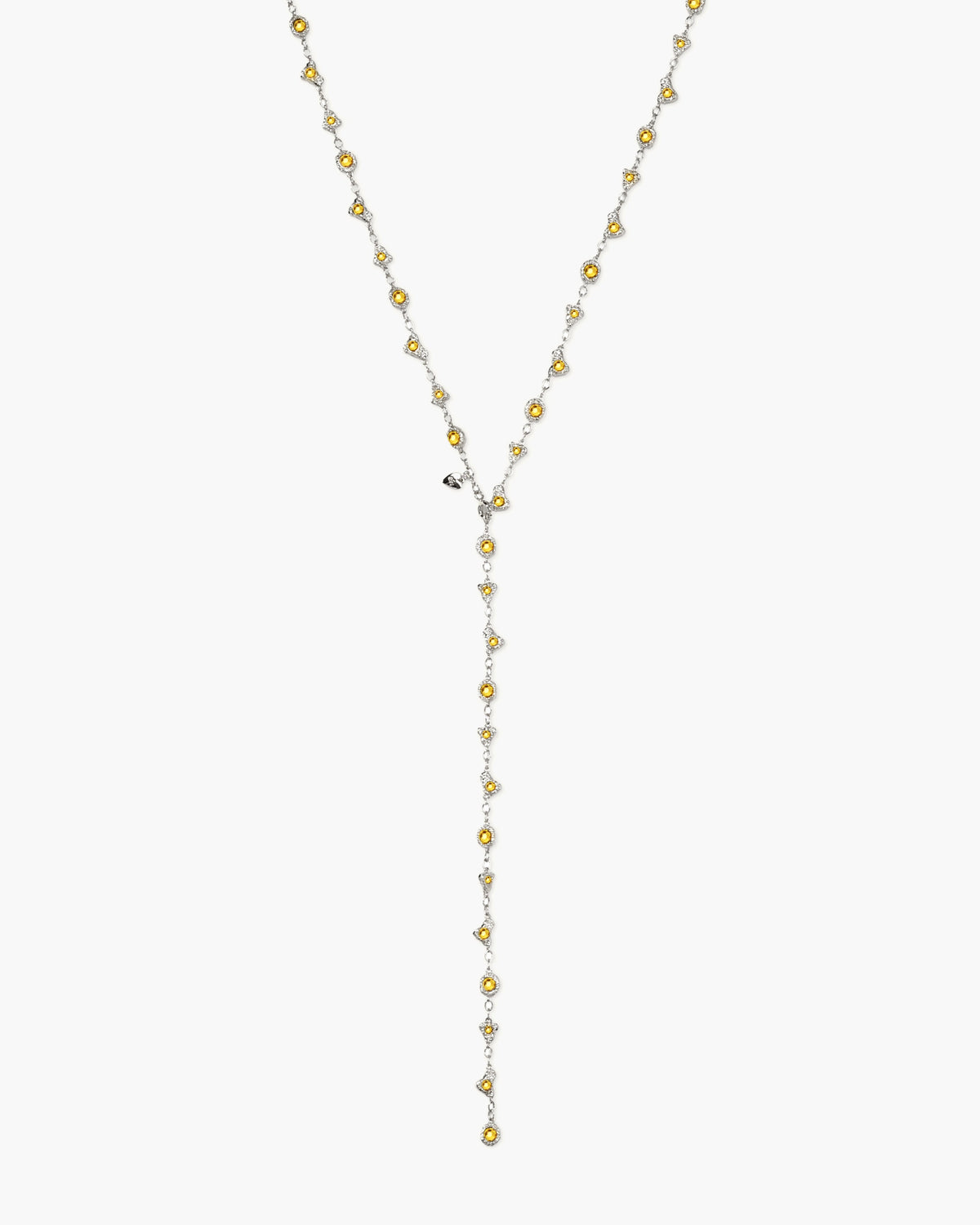 Lemon Crystal Long Chain in Silver