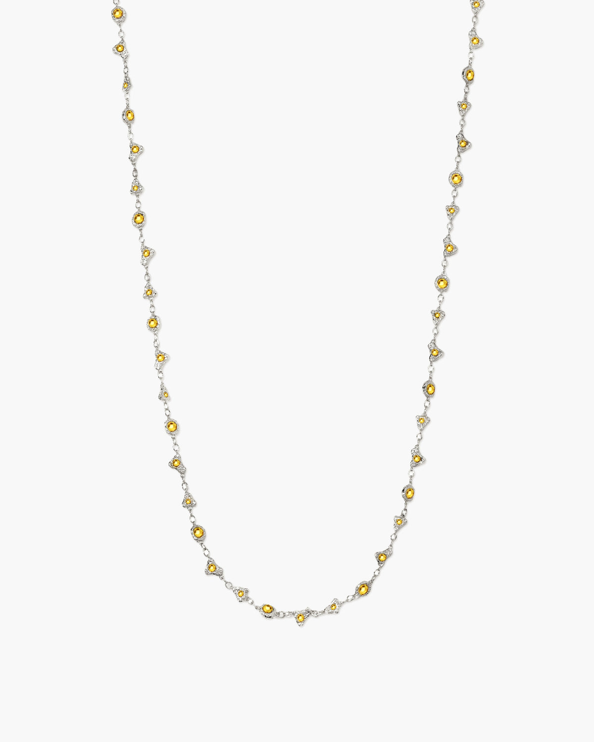 Lemon Crystal Long Chain in Silver