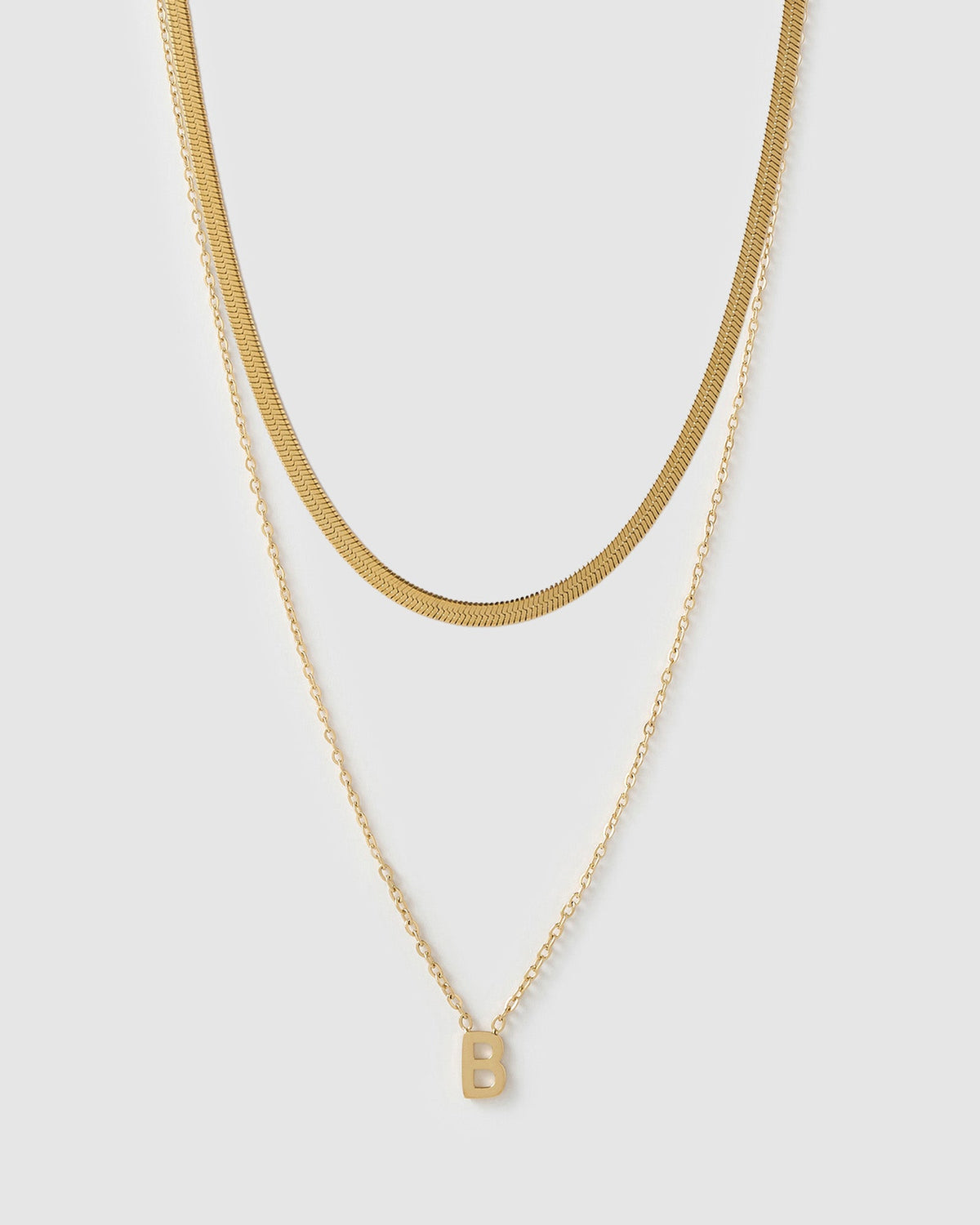 Mini Initial Necklace Stack - Gold