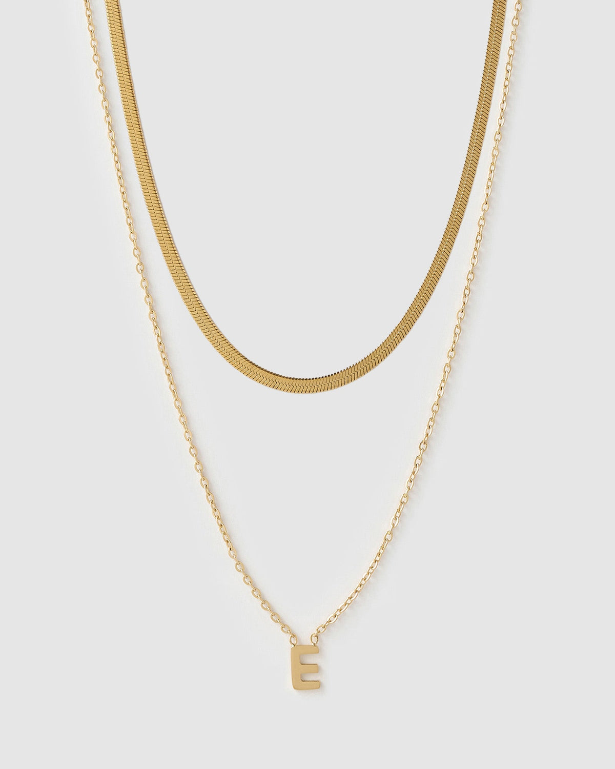 Mini Initial Necklace Stack - Gold