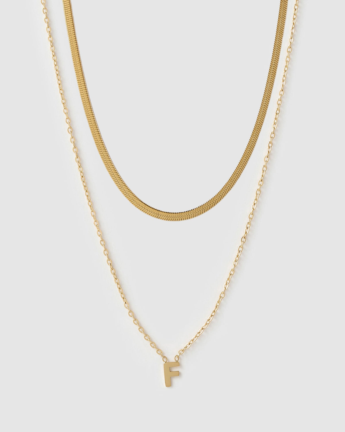 Mini Initial Necklace Stack - Gold