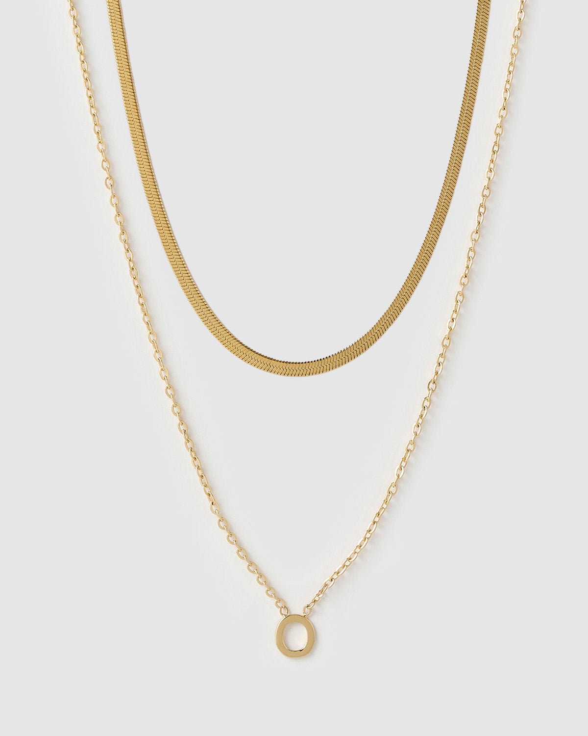 Mini Initial Necklace Stack - Gold