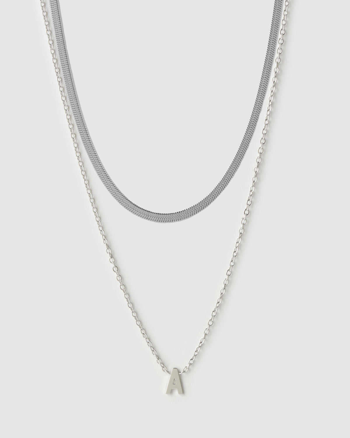 Mini Initial Necklace Stack - Silver