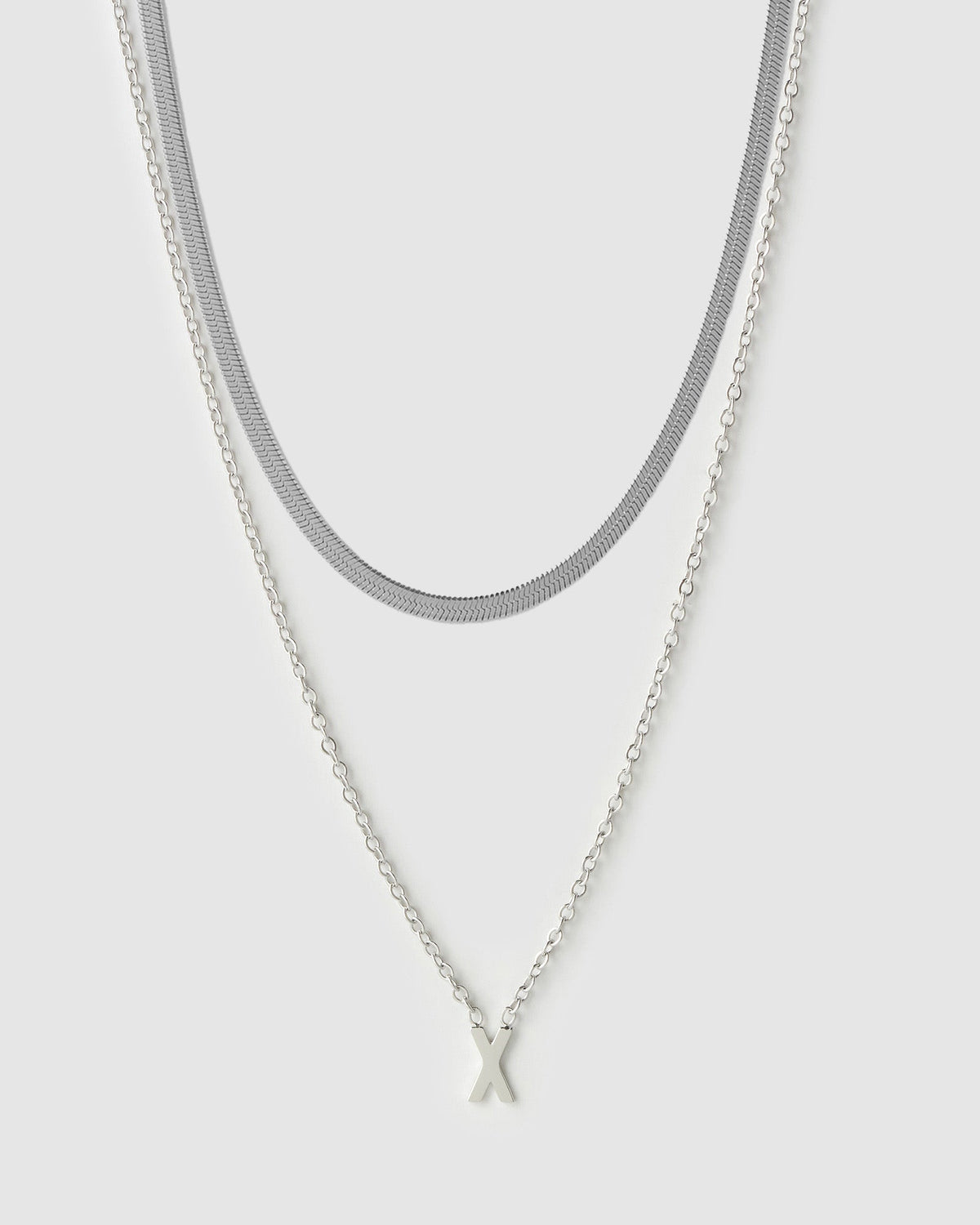 Mini Initial Necklace Stack - Silver