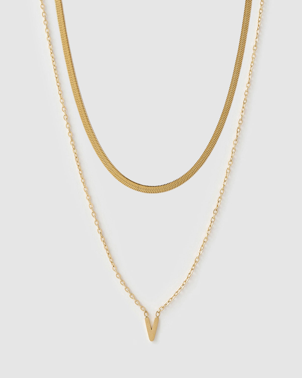 Mini Initial Necklace Stack - Gold