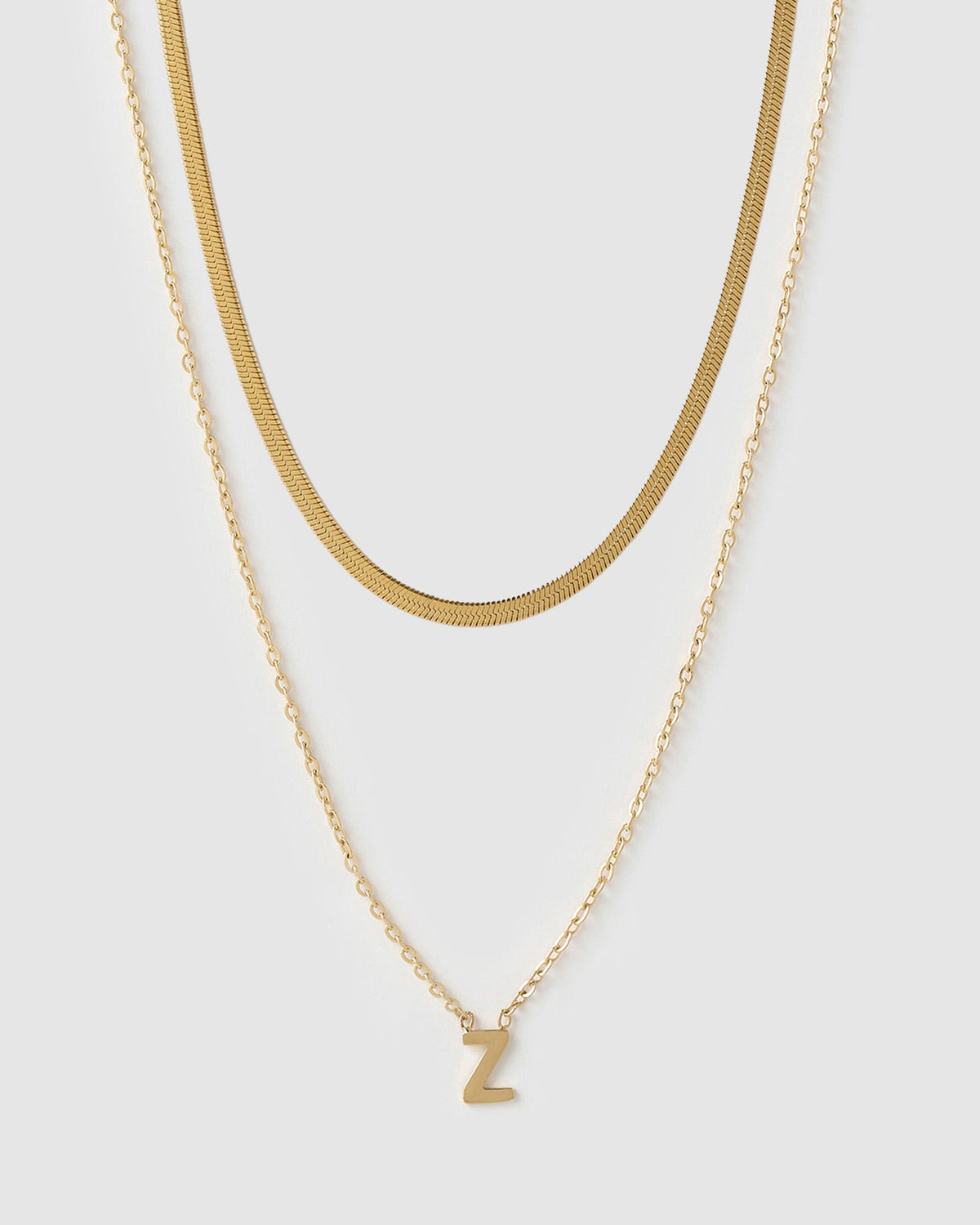 Mini Initial Necklace Stack - Gold