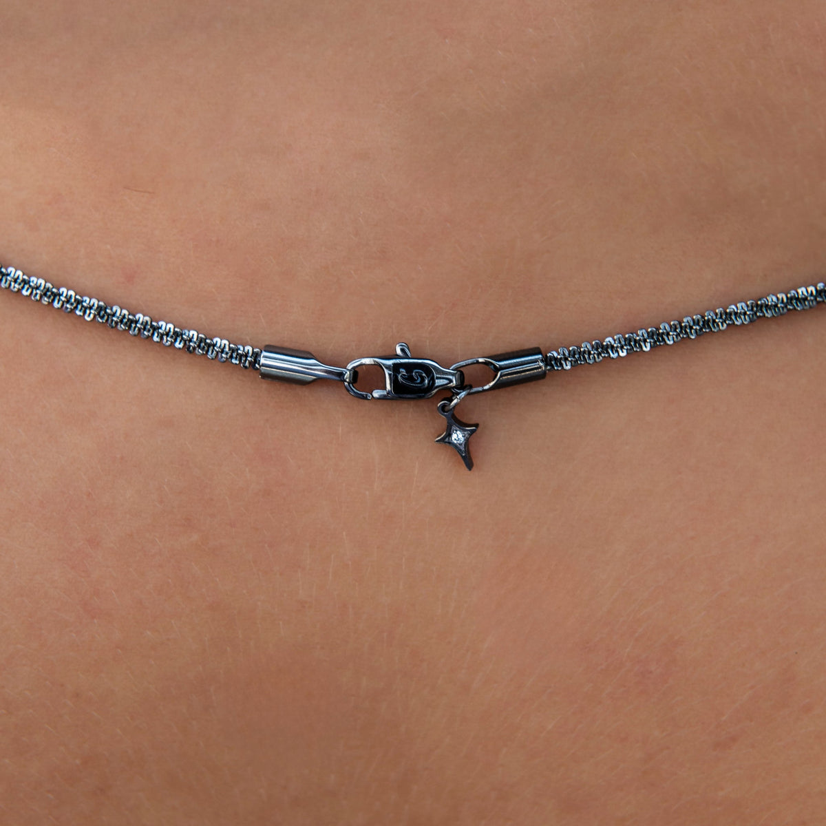 Diamond Cut Popcorn Necklace + Bracelet in Black - 2mm