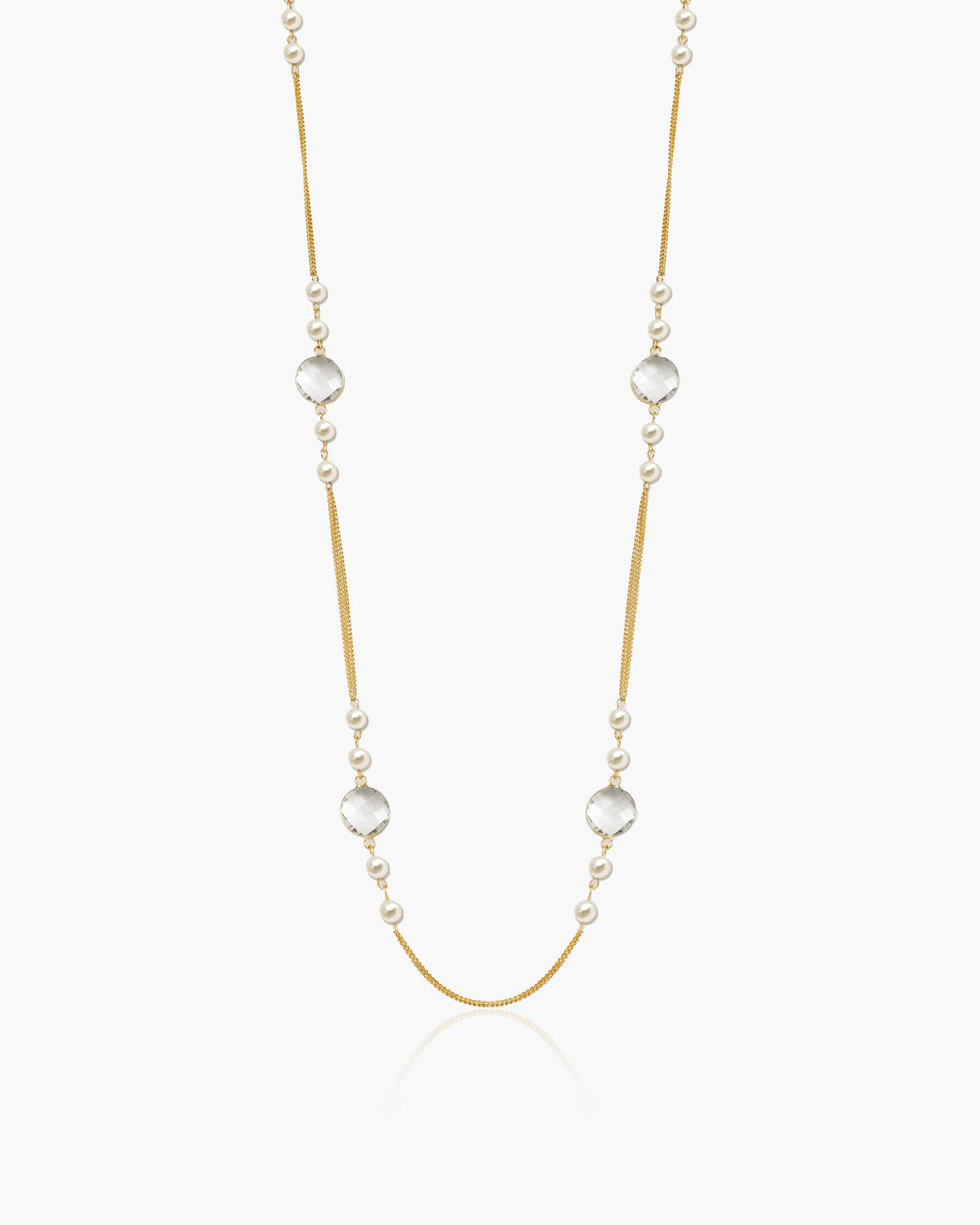 Pearl Cascade Long Station Necklace
