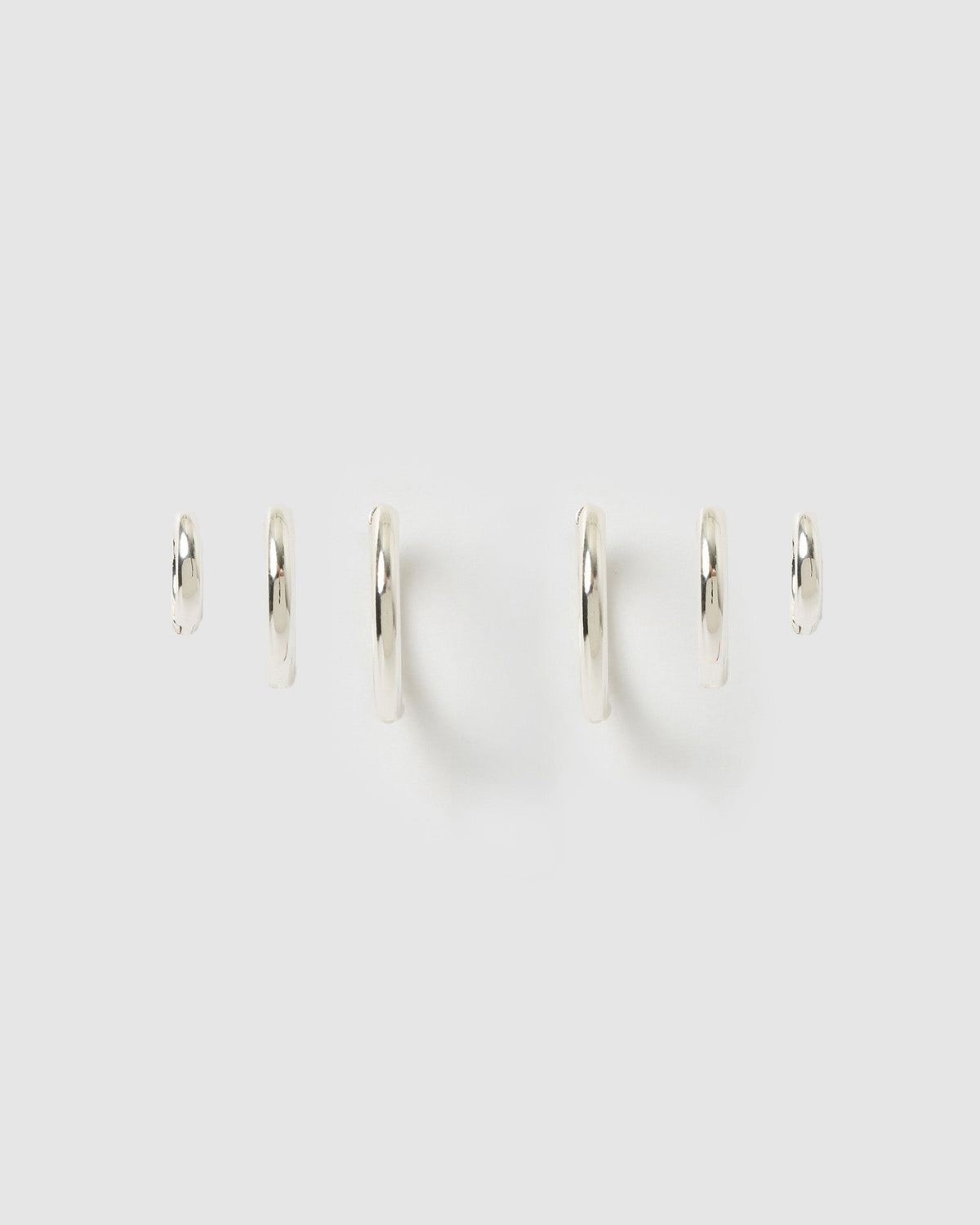Smooth Hoop Earring Stack - Silver