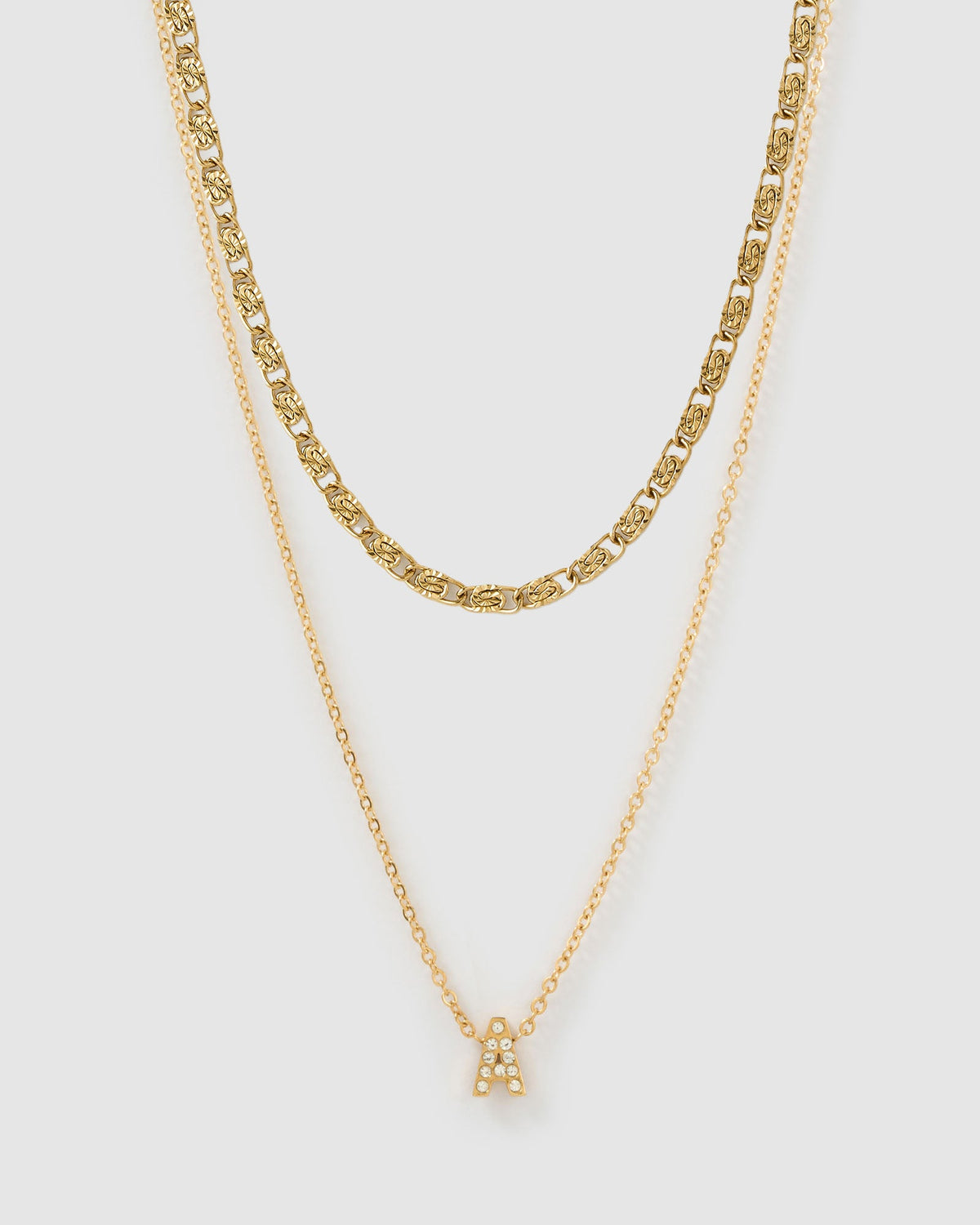 Stone Initial Necklace Stack