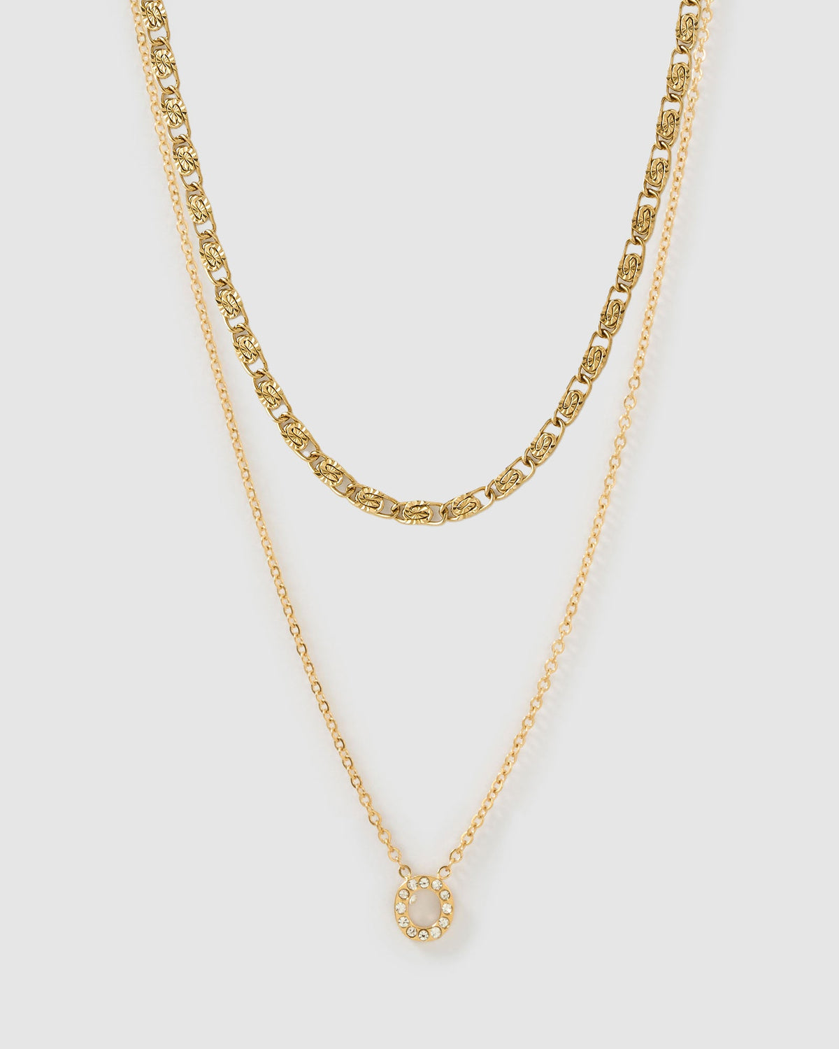 Stone Initial Necklace Stack