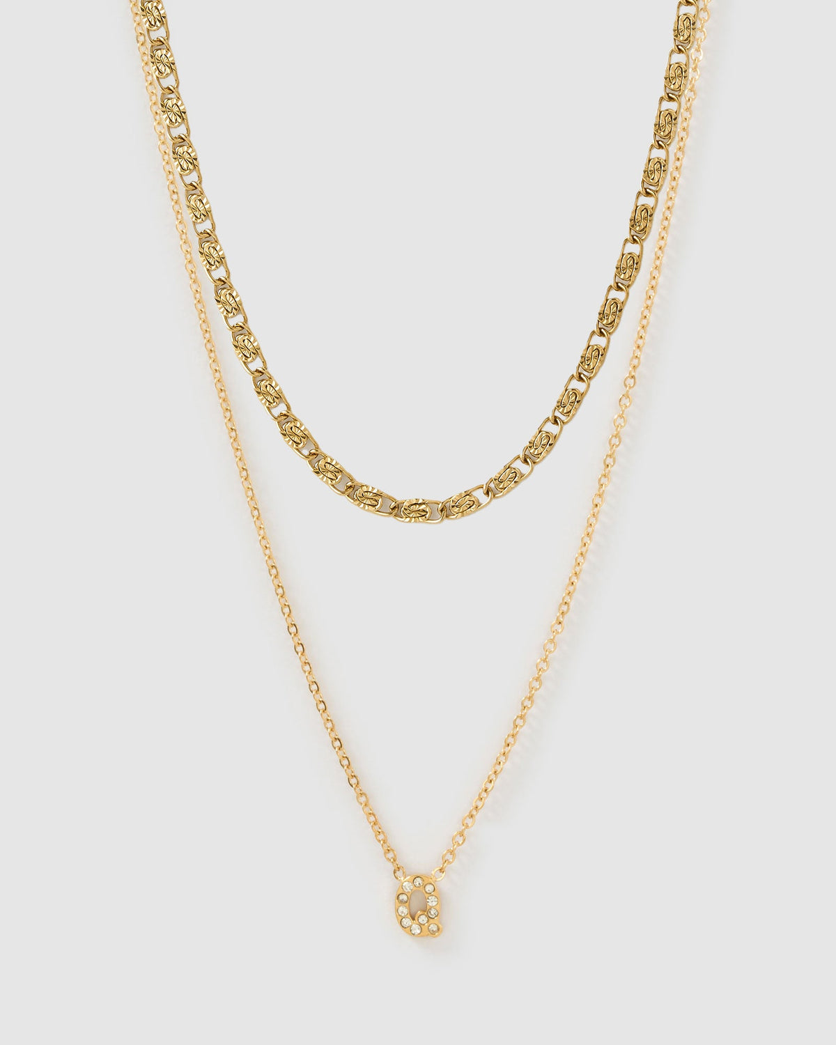 Stone Initial Necklace Stack