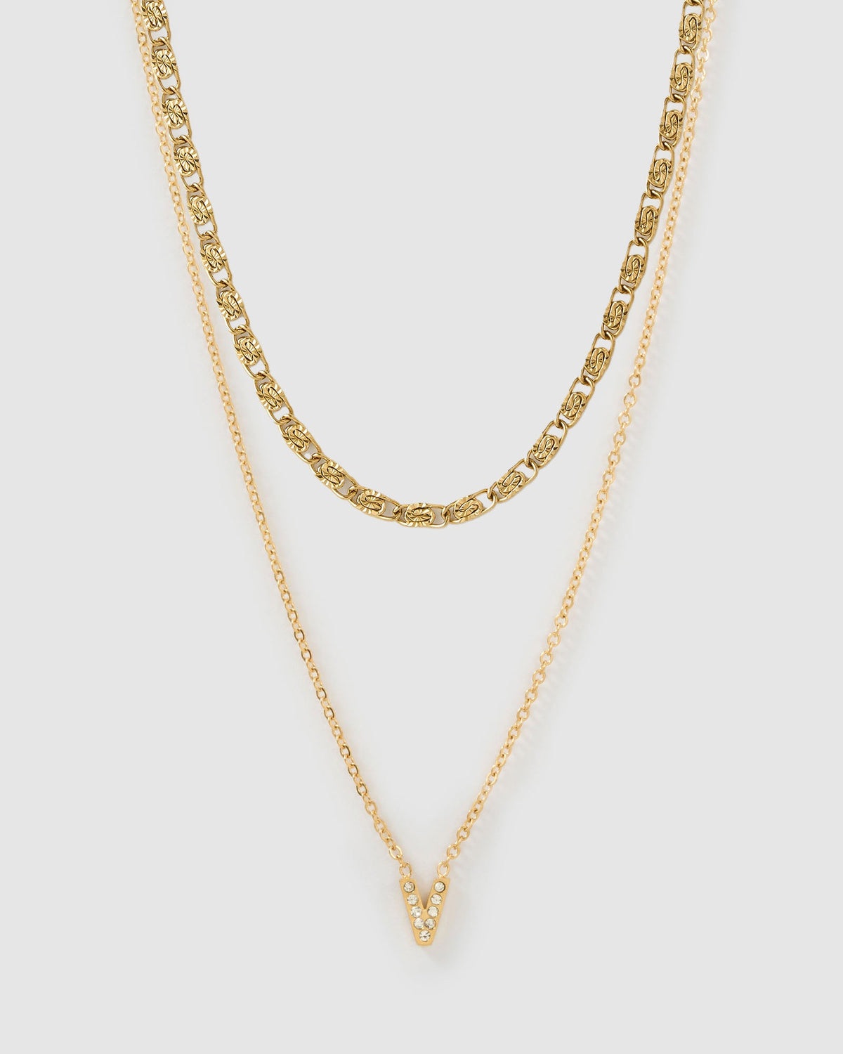 Stone Initial Necklace Stack