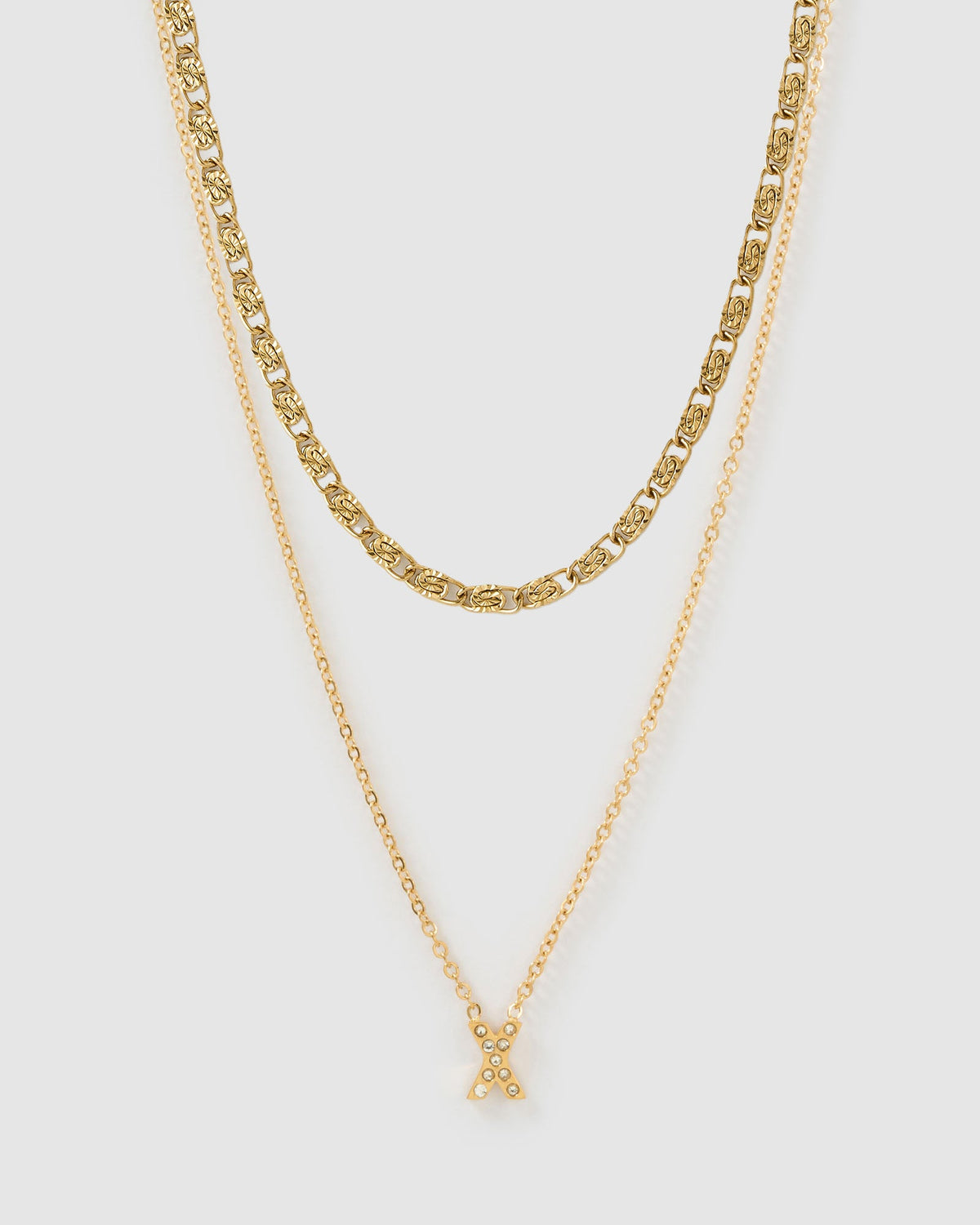 Stone Initial Necklace Stack